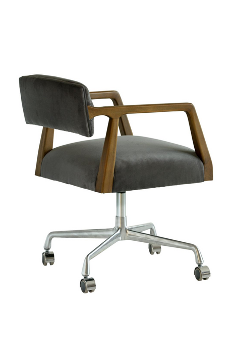 Gray Velvet Swivel Desk Chair | Andrew Martin Theo | Oroa.com