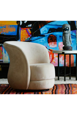 Cream Suede Swivel Armchair | Andrew Martin Mandona | Oroa.com