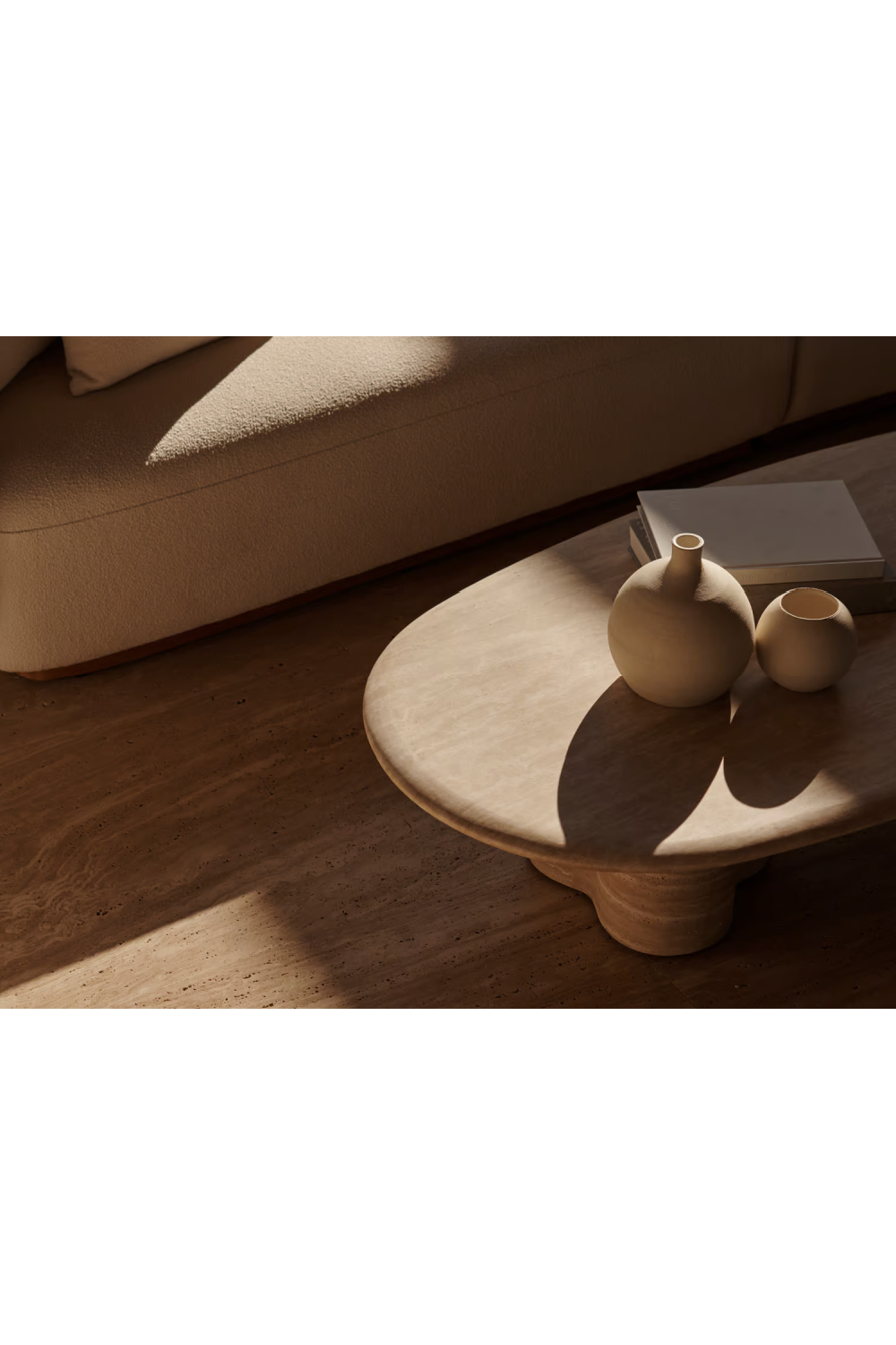 Oval Travertine Outdoor Coffee Table | Andrew Martin Porto | Oroa.com