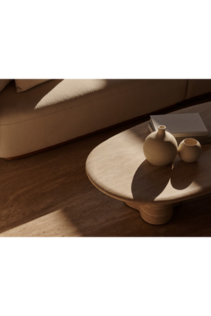 Oval Travertine Outdoor Coffee Table | Andrew Martin Porto | Oroa.com