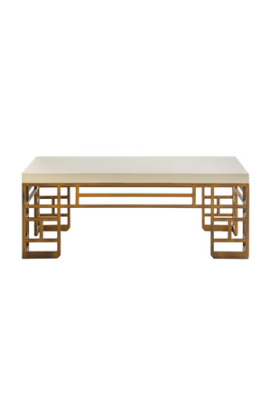 Cream Linen Brass Coffee Table | Andrew Martin Minerva | Oroa.com