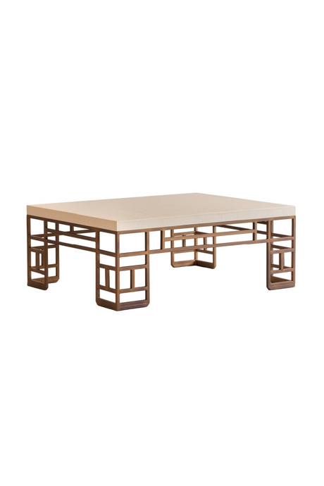 Cream Linen Brass Coffee Table | Andrew Martin Minerva | Oroa.com