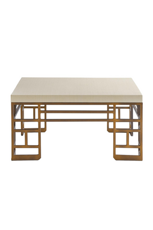 Cream Linen Brass Coffee Table | Andrew Martin Minerva | Oroa.com