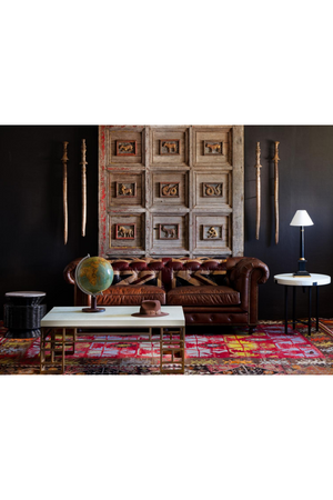 Cream Linen Brass Coffee Table | Andrew Martin Minerva | Oroa.com