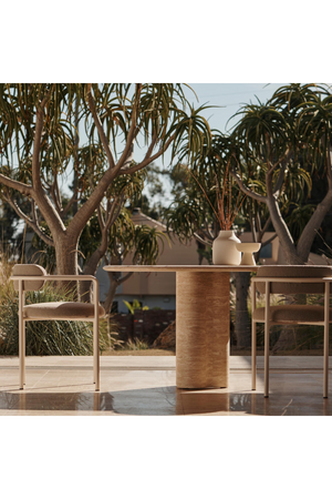 Oval Travertine Outdoor Dining Table | Andrew Martin Porto | Oroa.com