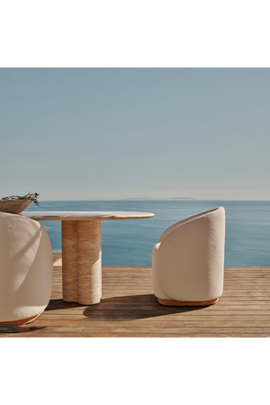Oval Travertine Outdoor Dining Table | Andrew Martin Porto | Oroa.com