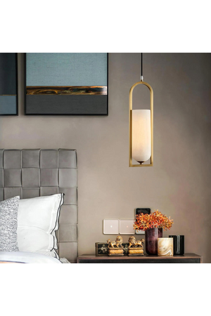 Elongated Alabaster Pendant Lamp | Andrew Martin Melange | Oroa.com