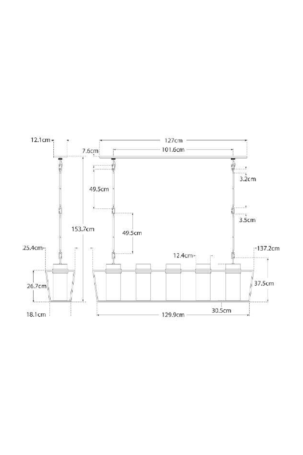 5-Light Linear Pendant Lamp | Andrew Martin Presidio | Oroa.com
