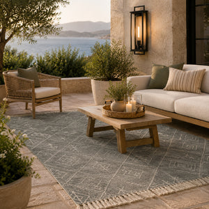   Geometric Design Fringed Outdoor Rug 6' x 9' | Oroa.com