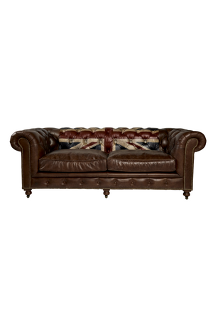Dark Brown Leather Union Jack Sofa | Andrew Martin Rebel | OROA