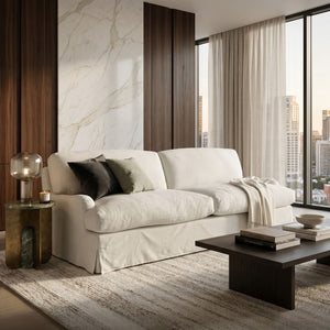   White Linen Curved Sofa | Oroa.com