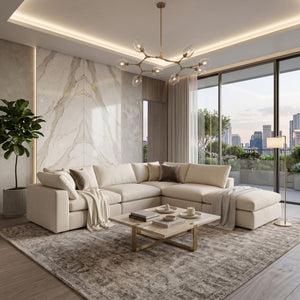   Cream Linen Sectional Sofa | Oroa.com