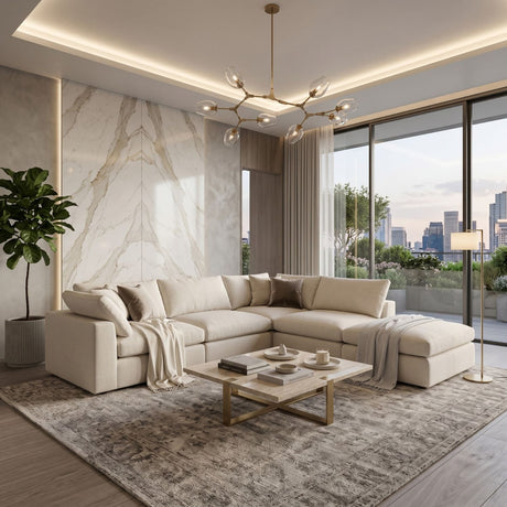   Cream Linen Sectional Sofa | Oroa.com