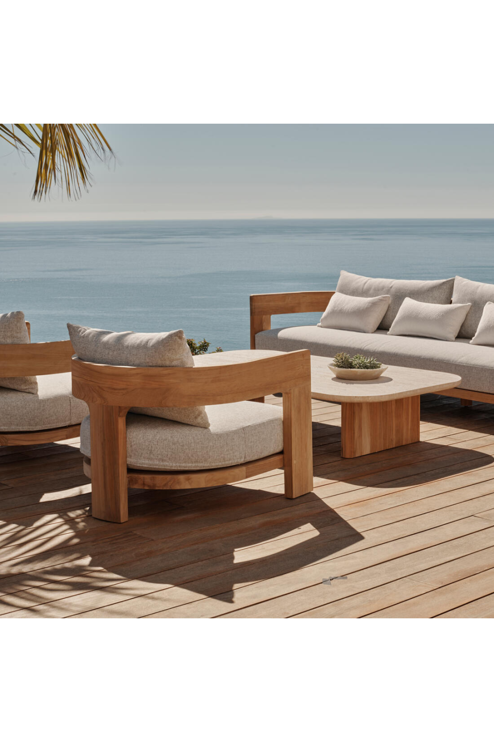 Outdoor Natural Teak Sofa | Andrew Martin Caicos | Oroa.com