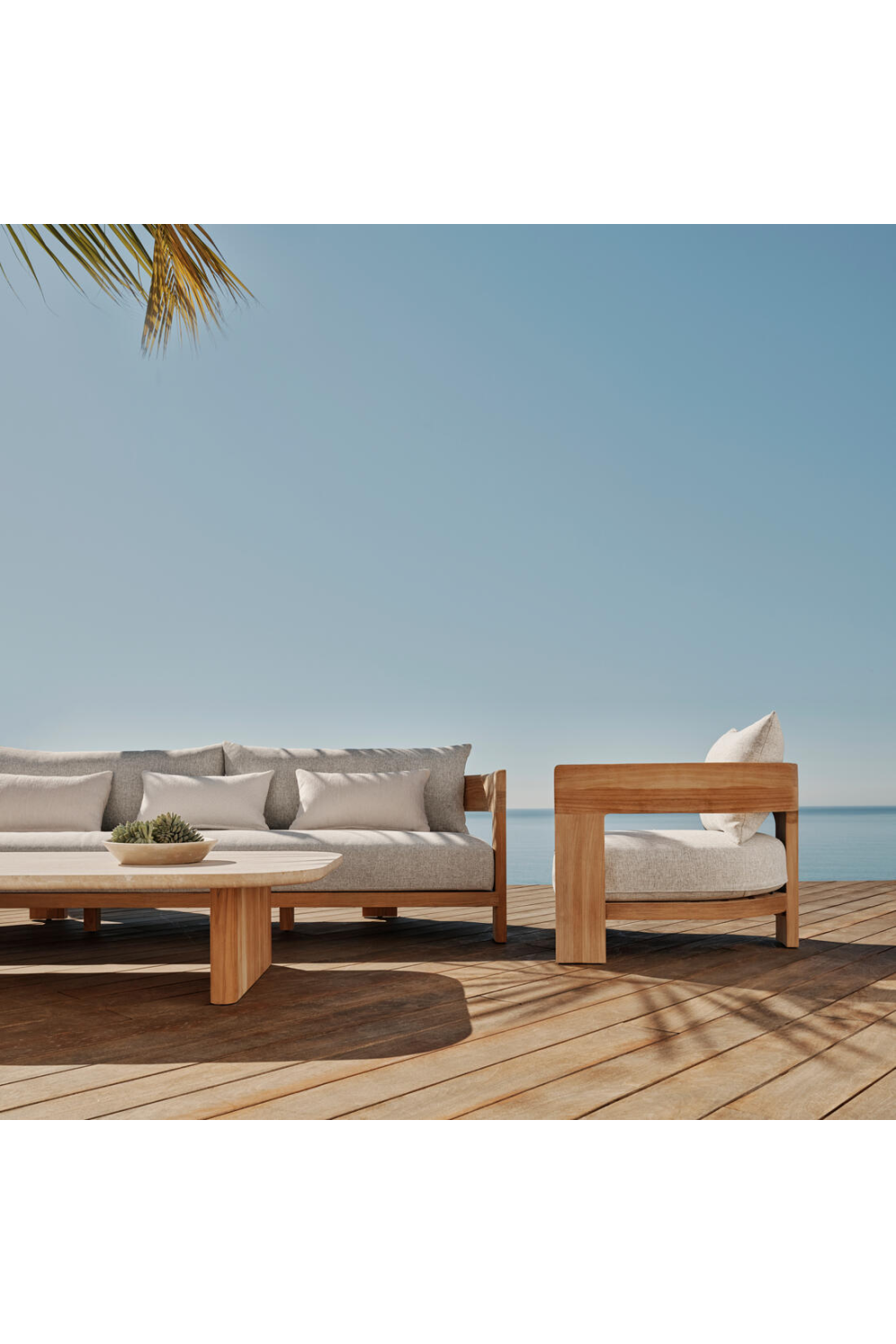 Outdoor Natural Teak Sofa | Andrew Martin Caicos | Oroa.com