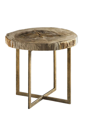 Round Petrified Wood Side Table | Andrew Martin Jonah | Oroa.com