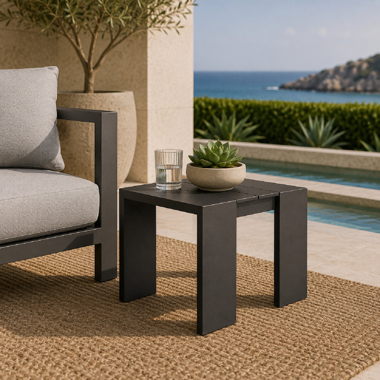   Gray Metal Outdoor Side Table | Oroa.com
