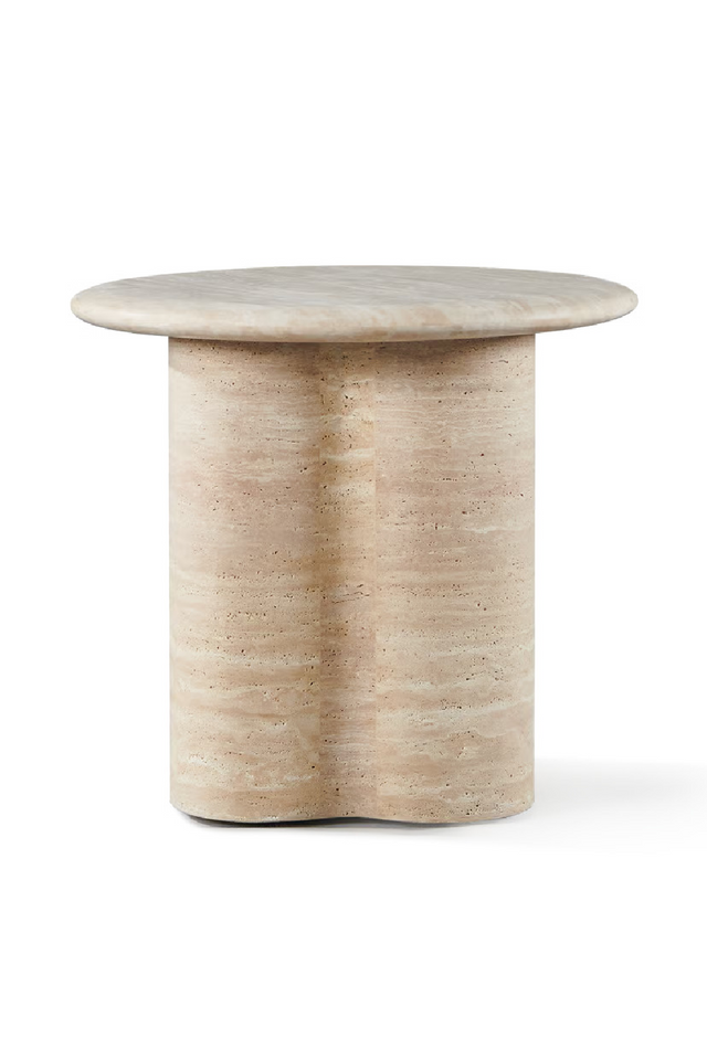 Round Travertine Outdoor Side Table | Andrew Martin Porto | Oroa.com