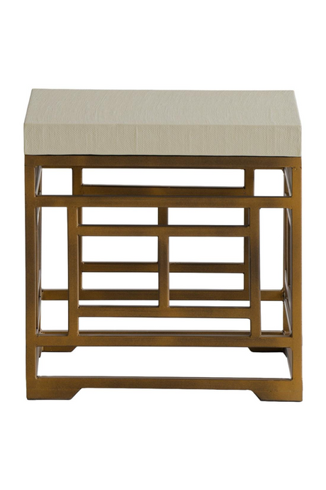 Cream Linen Brass Side Table | Andrew Martin Minerva | Oroa.com