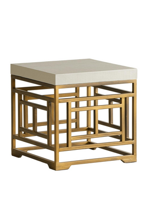 Cream Linen Brass Side Table | Andrew Martin Minerva | Oroa.com