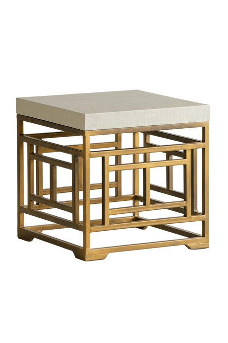 Cream Linen Brass Side Table | Andrew Martin Minerva | Oroa.com