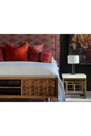 Cream Linen Brass Side Table | Andrew Martin Minerva | Oroa.com