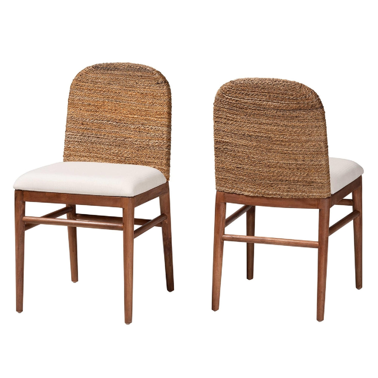   Modern European furniture - Acacia Wood Seagrass Dining Chairs (2) - www.oroa.com | Oroa.com