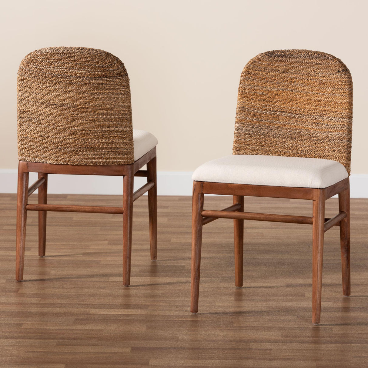   Modern European furniture - Acacia Wood Seagrass Dining Chairs (2) - www.oroa.com | Oroa.com