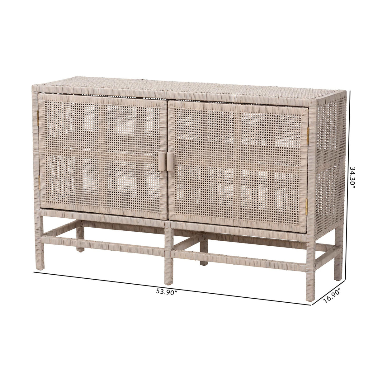   Modern European furniture - Vivan Natural Rattan Storage Cabinet - 2-Tier Handwovena - www.oroa.com | Oroa.com