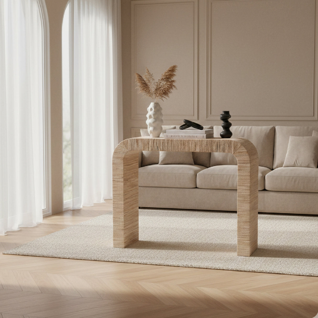   Woven Grasscloth Console Table | Oroa.com