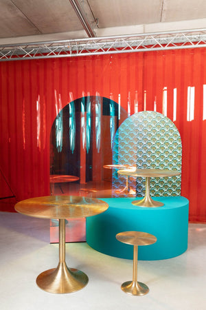 Gold Round Dining Table | Bold Monkey Hypnotising | OROA.com