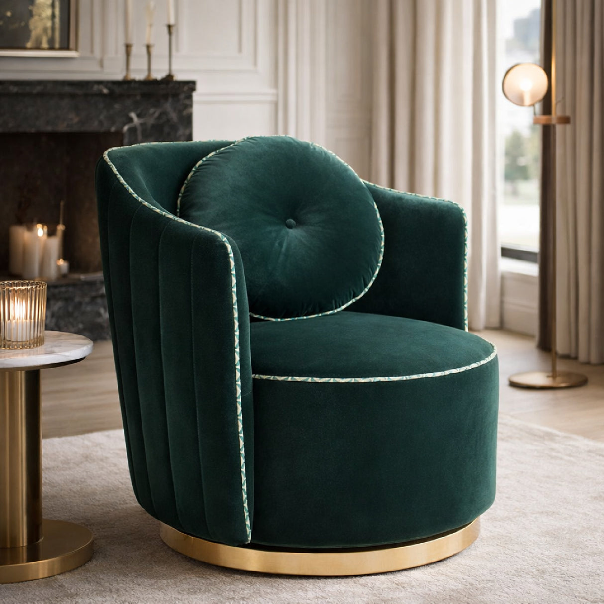   Velvet Swivel Lounge Chair | Oroa.com