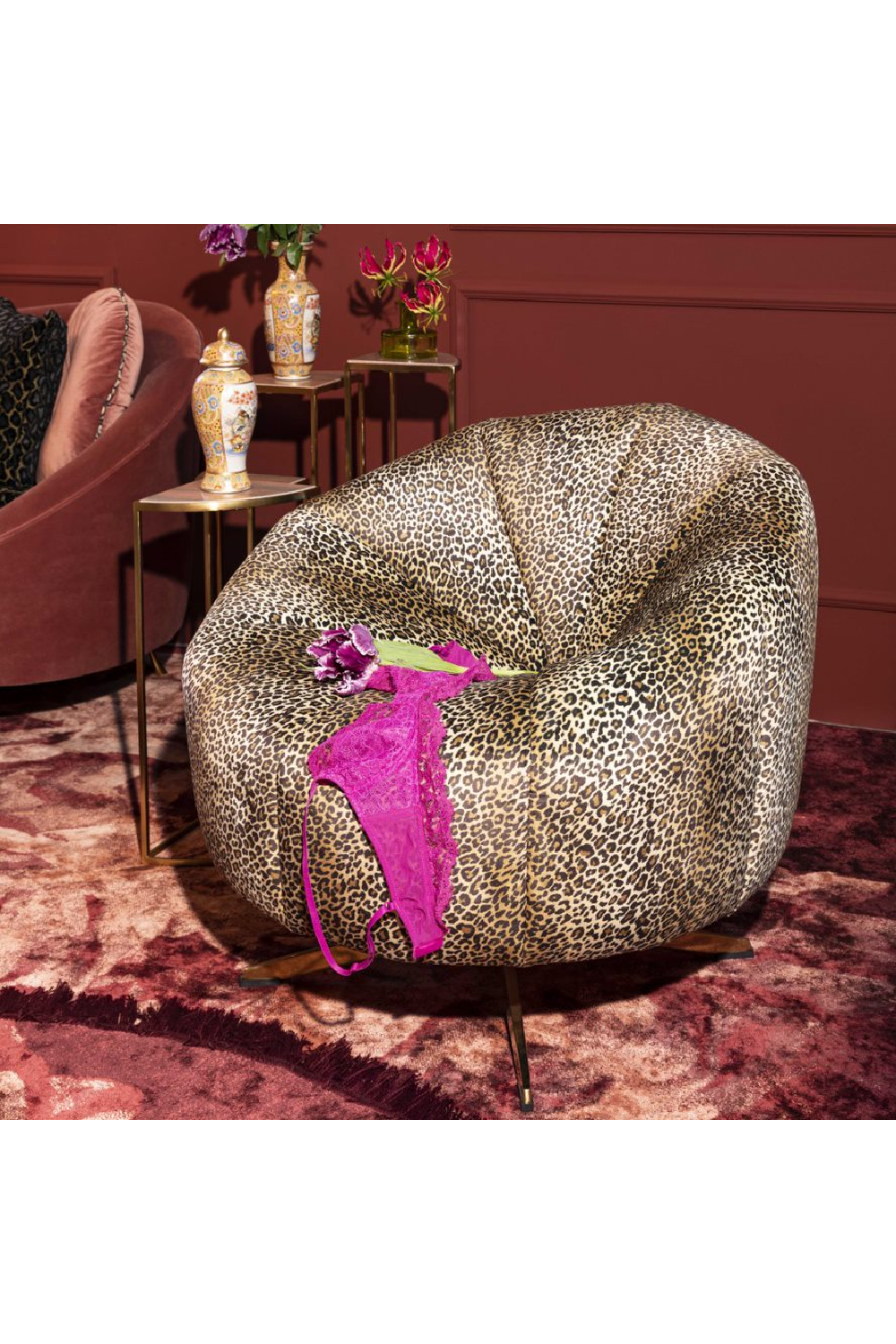 Animal Skin Swivel Lounge Chair | Bold Monkey Where The Sun Doesn't Shine | OROA.com