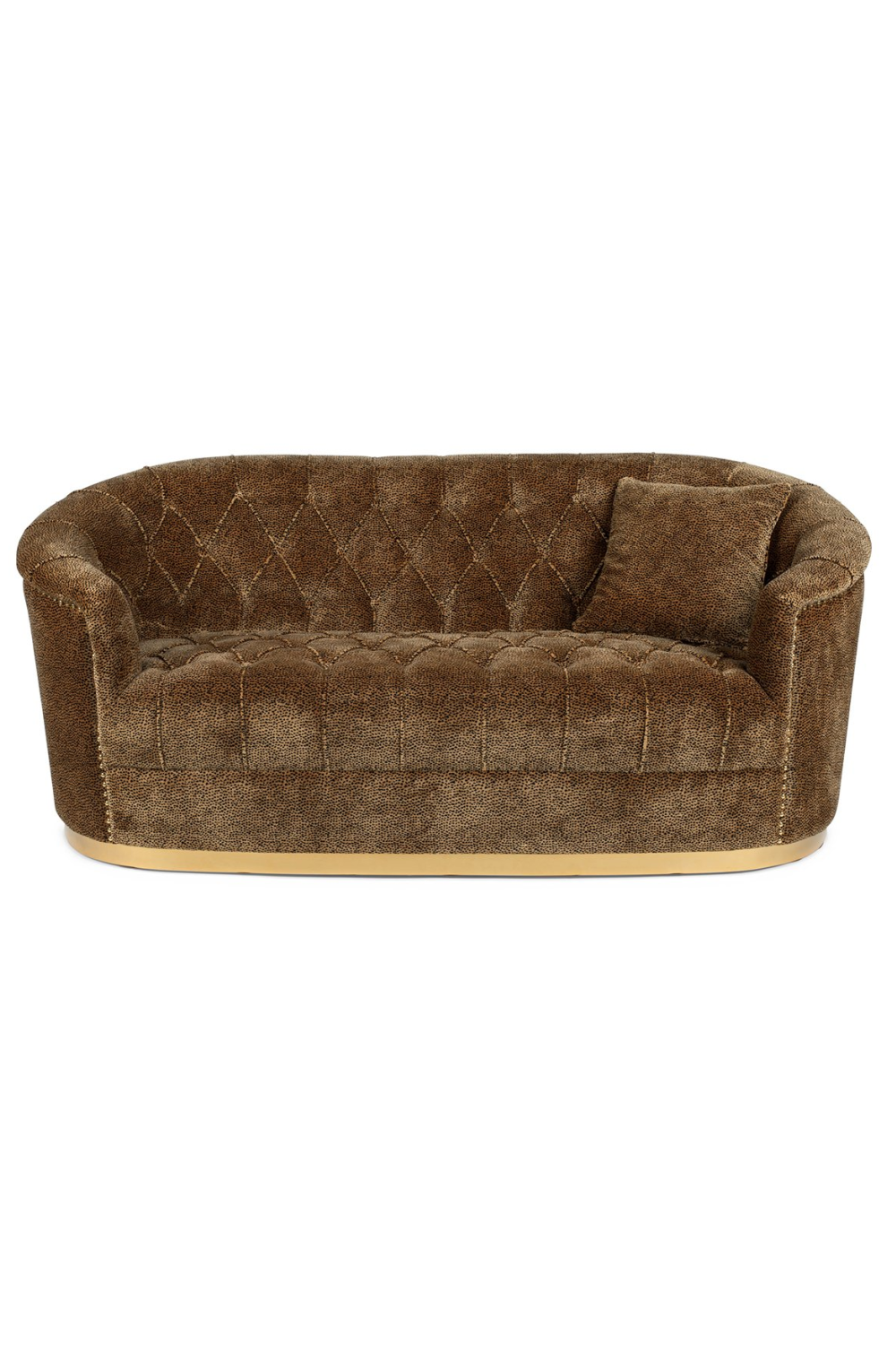 Curved Tufted Brown Velvet Sofa | Bold Monkey Too Pretty To Sit On | OROA.com