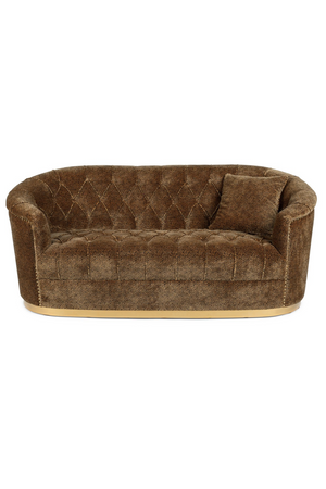 Curved Tufted Brown Velvet Sofa | Bold Monkey Too Pretty To Sit On | OROA.com