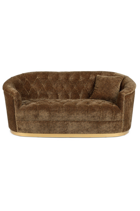 Curved Tufted Brown Velvet Sofa | Bold Monkey Too Pretty To Sit On | OROA.com