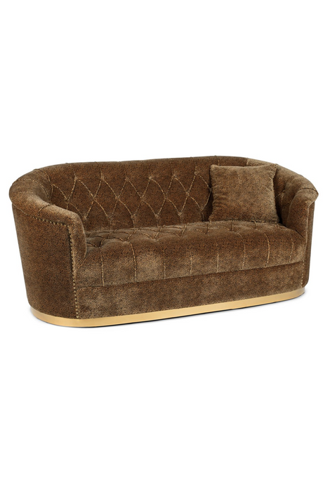 Curved Tufted Brown Velvet Sofa | Bold Monkey Too Pretty To Sit On | OROA.com