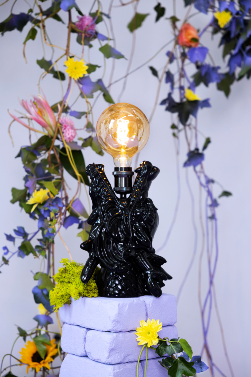 Black Sculptural Table Lamp | Bold Monkey Dragonized Bastard | OROA.com