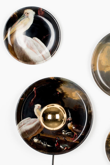 Bird Print Wall Lamps (4) | Bold Monkey No Food Here Birds | OROA.com