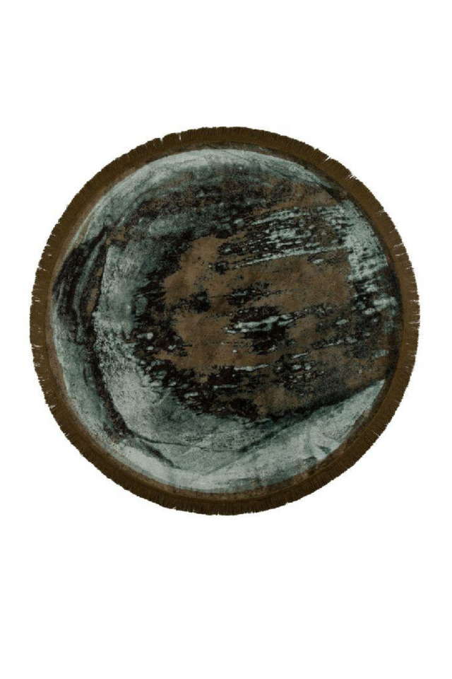 Round Khaki-Green Fringe Area Rug 70" | Bold Monkey Rocky | OROA.com