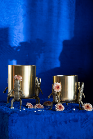 Gold Lacquered Vase | Bold Monkey Surrounded by Crocodiles | OROA.com