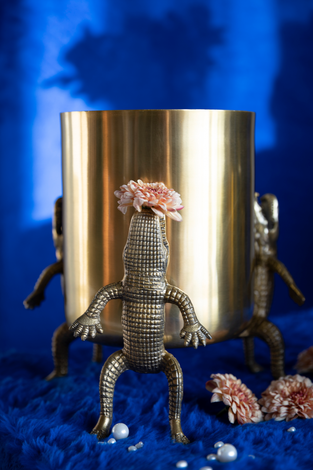 Gold Lacquered Vase | Bold Monkey Surrounded by Crocodiles | OROA.com