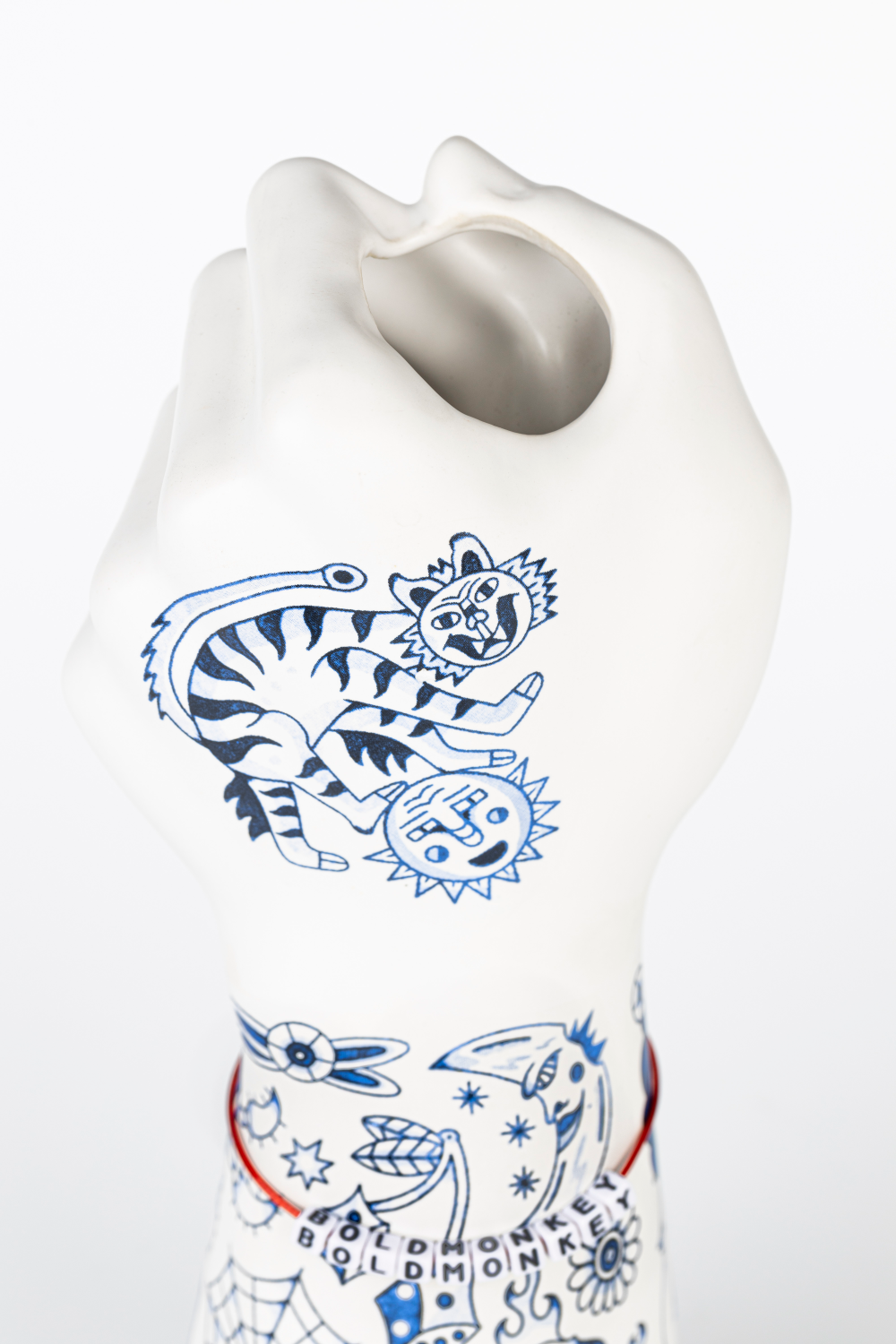 Handpainted Ceramic Fist Vase | Bold Monkey Liberty Matters | OROA.com