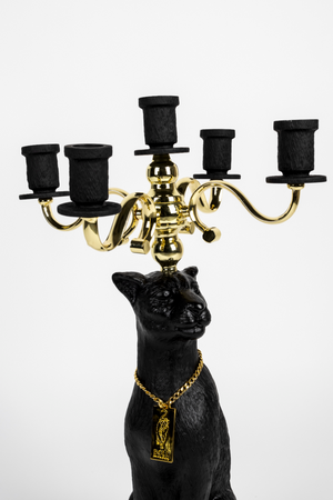 Art Deco Candle Holder | Bold Monkey Proudly Crowned Panther | OROA.com