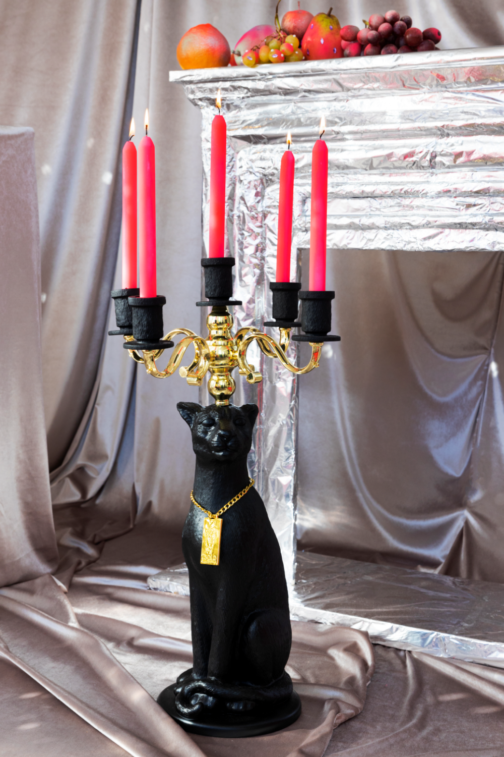 Art Deco Candle Holder | Bold Monkey Proudly Crowned Panther | OROA.com