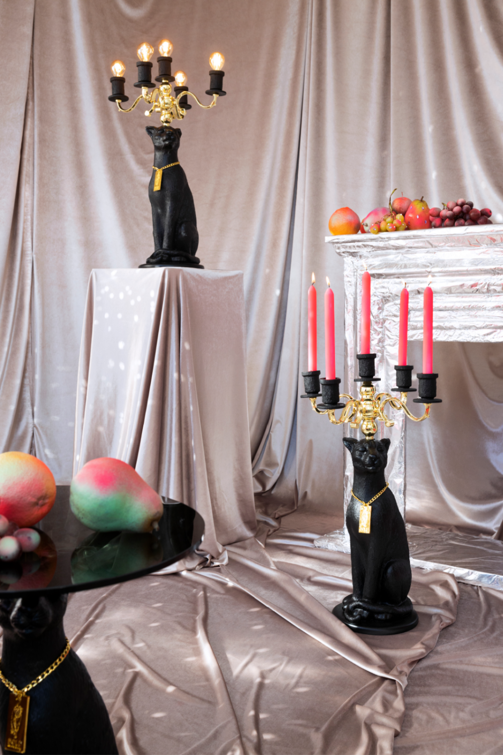 Art Deco Candle Holder | Bold Monkey Proudly Crowned Panther | OROA.com