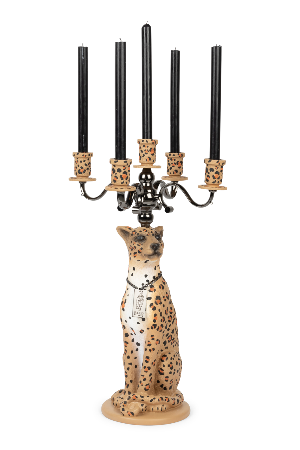 Art Deco Candle Holder | Bold Monkey Proudly Crowned Panther | OROA.com