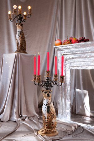 Art Deco Candle Holder | Bold Monkey Proudly Crowned Panther | OROA.com