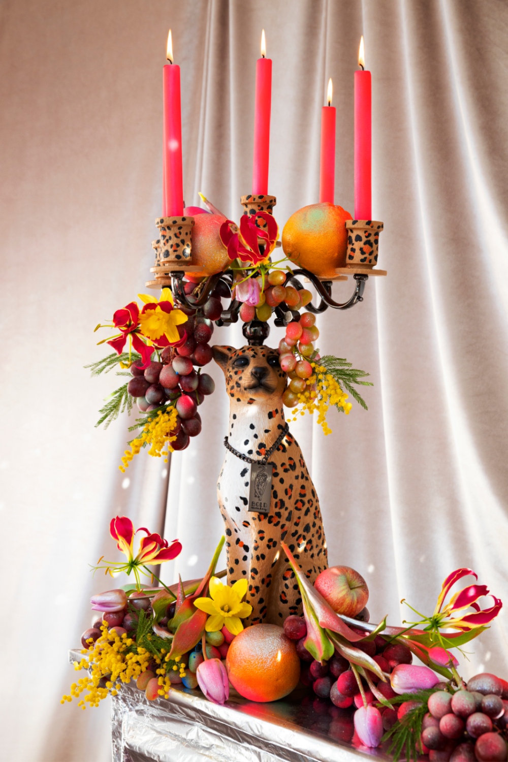 Art Deco Candle Holder | Bold Monkey Proudly Crowned Panther | OROA.com