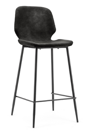 Black Leather Counter Stools (2) | By-Boo Seashell | OROA.com